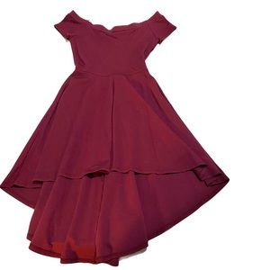 Windsor Hi-Low Crimson Off Shoulder Dress Large